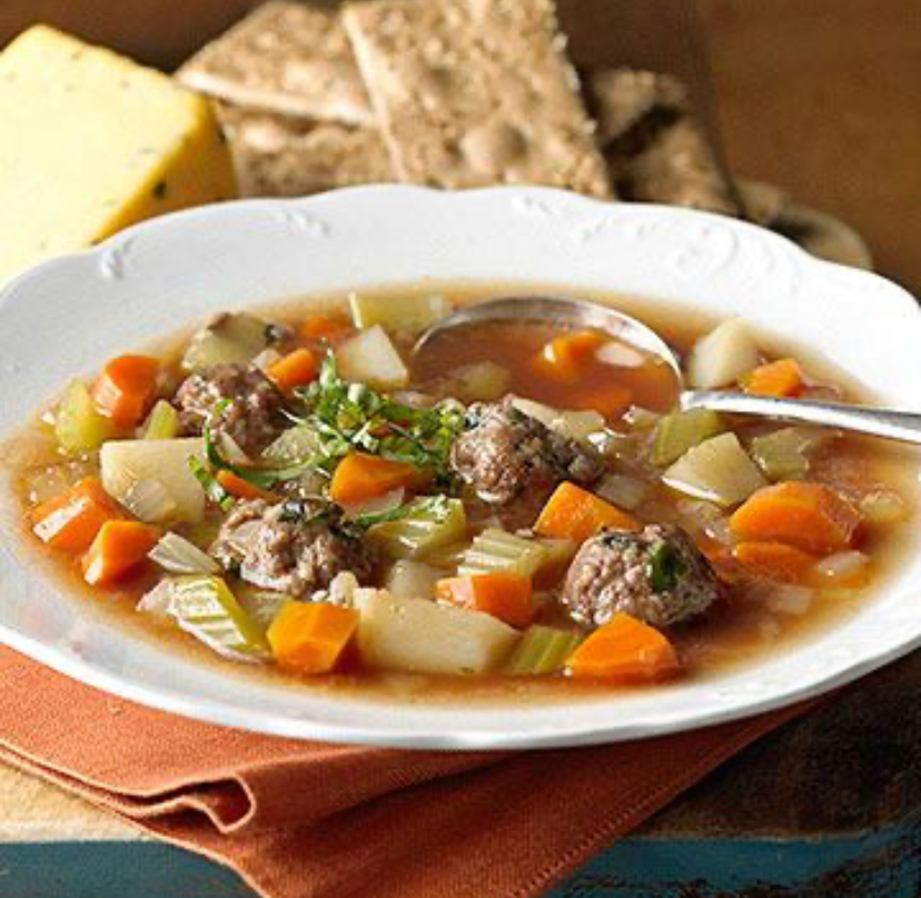 Week 141: Vegetable Soup with Basil Meatballs